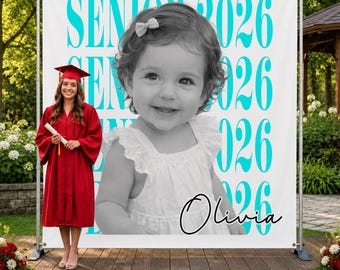Personalized Class of 2026 Banner, Senior Night Photo Backdrop, Graduation Party Gift