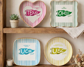 Personalized School Pennant Ring Dish, Class of 2026 Graduation Jewelry Tray, College Gift