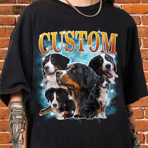 Custom Vintage Bootleg Pet Shirt | Personalized Pet Photo & Name | Custom Dog Portrait | Personalized Cat Shirt | 90&#39;s Style Tee