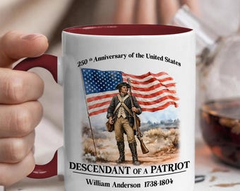 Descendant of a Patriot 1776–2026 Mug, Personalized 250th Anniversary USA Coffee Mug, Patriotic Gift