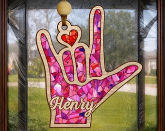 ASL I Love You Suncatcher, ASL I Love You Sun Catcher – Personalized American Sign Language Gift for Teachers