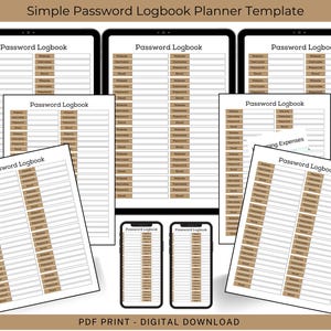 Password Tracker - Password Log - Password Organizer - Password Keeper - Printable Password Tracker - Printable Journal Page - Password List