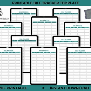 Bill Tracker Printable | Bill Tracker Digital | Yearly, Monthly, Weekly, Daily Bill Tracker | Bills Challenge | Instant Download.