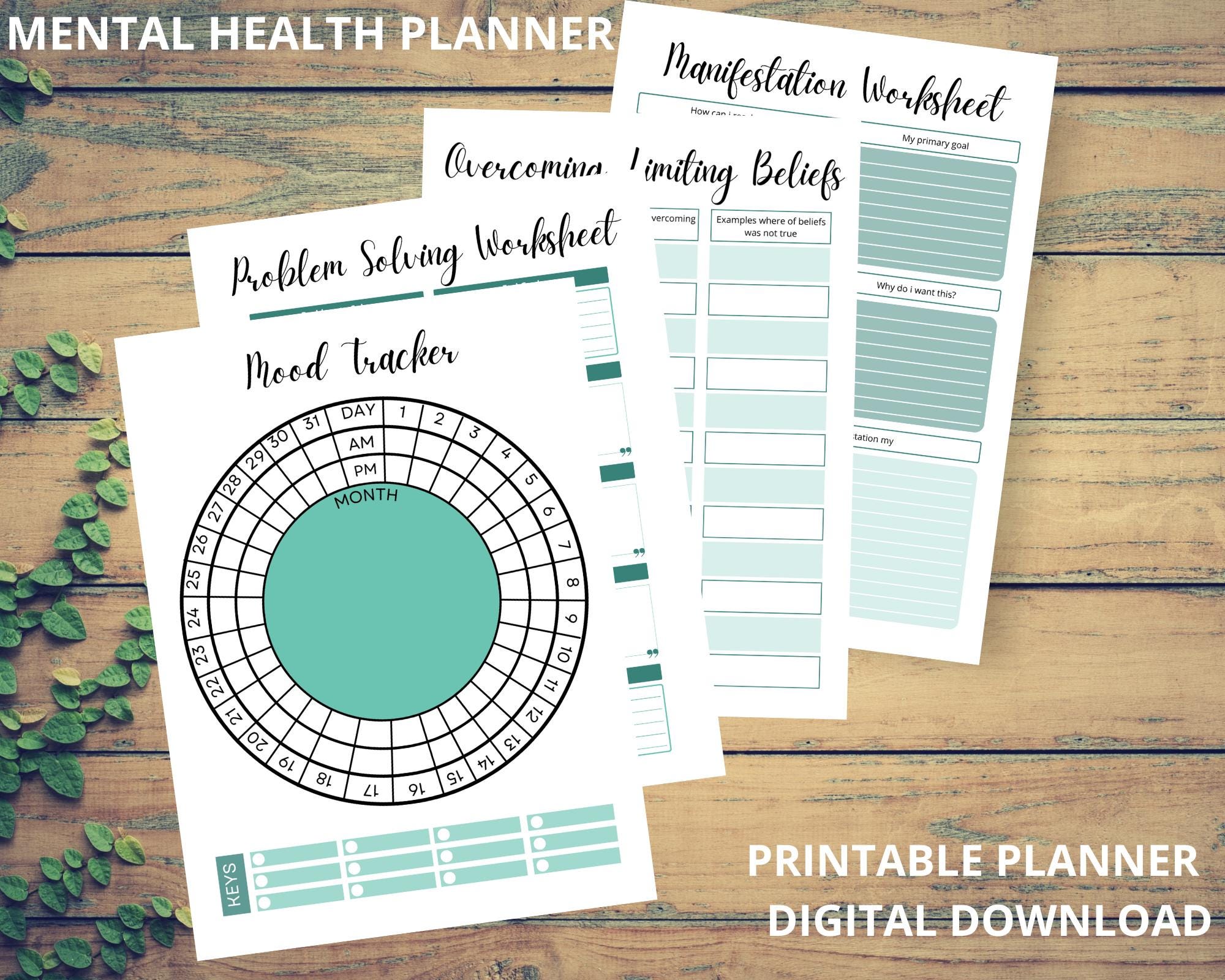Printable Mental Health Planner: Self-care Journal & Mood Tracker ...