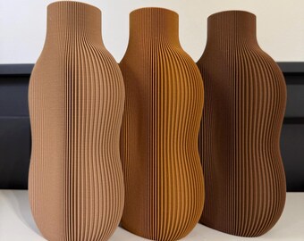3Dプリント木製花瓶、モダンな波型装飾、環境に優しいPLA