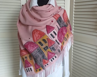 Hand painted kashmere scarf