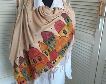 Hand painted kashmere scarf