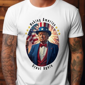 Donald Trump-Uncle Sam Patriotic Unisex T-Shirt, Great for Political Celebrations, Gift for Independence Day, American Style Tee, 4th July
