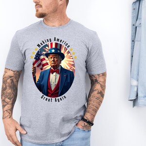 Donald Trump-Uncle Sam Patriotic Unisex T-Shirt, Great for Political Celebrations, Gift for Independence Day, American Style Tee, 4th July