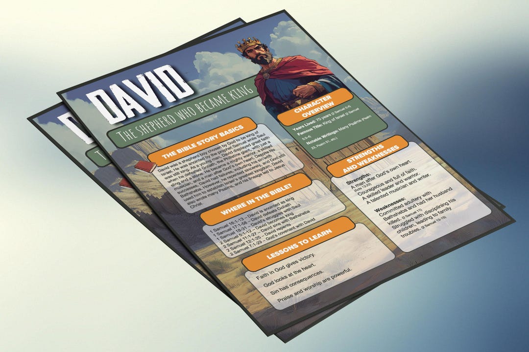 David - the Shepherd Who Became King | Kids Bible Fact Sheet and Study ...