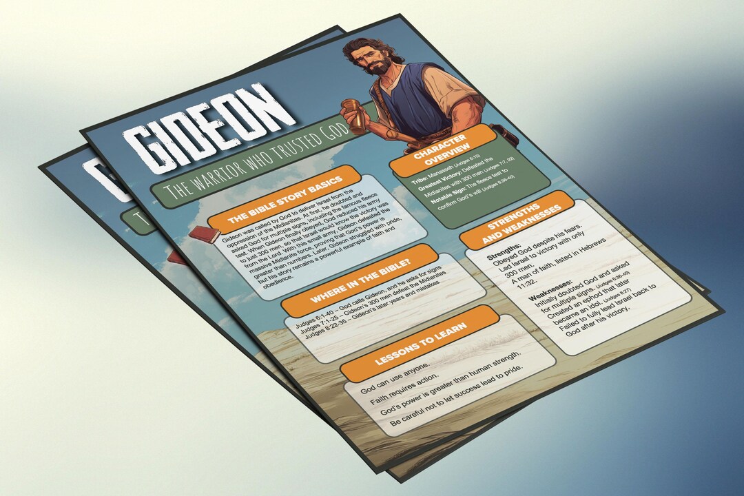 Gideon - the Warrior Who Trusted God | Kids Bible Fact Sheet and Study Guide - Etsy