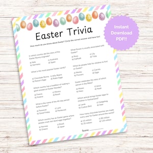 Easter Trivia Game | Spring Trivia| Easter Games Printable | Easter Family Games | Easter Party Games | Holiday Trivia | Instant Download