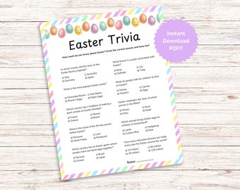 Easter Trivia Game | Spring Trivia| Easter Games Printable | Easter Family Games | Easter Party Games | Holiday Trivia | Instant Download