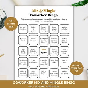 Office Bingo Printable | Coworker Bingo | Mix And Mingle Bingo | Office Party Games | Work Bingo | Workplace Bingo | Team Building Games