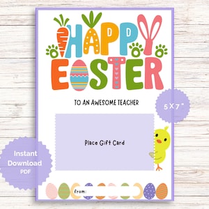 porte-cartes cadeau pour professeur de Pâques | porte-cartes de Pâques, carte-cadeau de remerciement pour enseignant | Porte-cartes cadeau Teacher Coffee | Téléchargement instantané