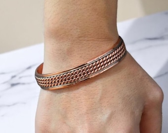 Koperen magnetische armband manchet | Therapeutisch en elegant | Verlichting van artritis | Pijnverlichting | Verjaardagscadeau voor man en vrouw