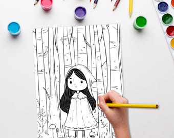 Rotkäppchen A4 Digitale Malseite