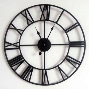 Metal Wall Clock: Vintage Roman Numeral Openwork Design