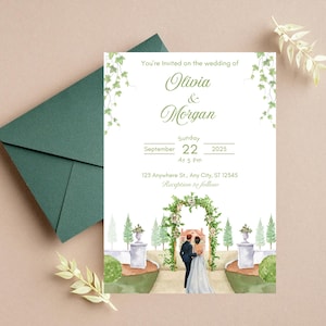 Editable Nature Wedding Invitation Custom Outdoor Garden Ceremony Canva Template Printable Rustic Wedding Invite Design