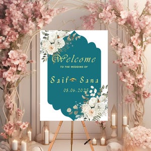 Muslim Nikkah Welcome Sign Islamic Wedding poster Digital Download Editable Canva Template