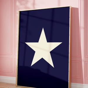 Retro Hand Drawn Star Wall Art, Digital Download Printable, Trendy Aesthetic Decor