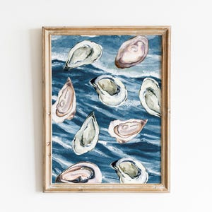Oyster Shell Print Colorful Pastel Abstract Coastal Beach House Wall Art Print Summer Dining Room Kitchen Print Meet Me At The Beach