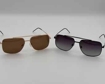 Gafas de sol estilo aviador y piloto cuadradas / Montura de titanio / Gafas clásicas retro para hombre / Gafas de moda con protección UV