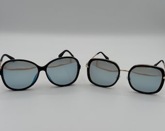 Gafas de sol negras de gran tamaño / Monturas redondas y cuadradas estilo vintage / Gafas de moda retro / Gafas con protección UV / Accesorios de moda