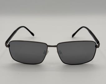 Gafas de sol rectangulares y protectoras delgadas / Gafas de sol con montura metálica retro de los 90 / Gafas de sol estrechas negras de moda / Gafas con protección UV