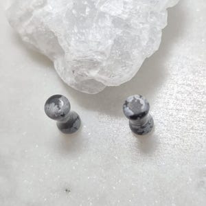 Snowflake Obsidian Stone 8g Double Flare Gauge Ear Plugs Tunnels