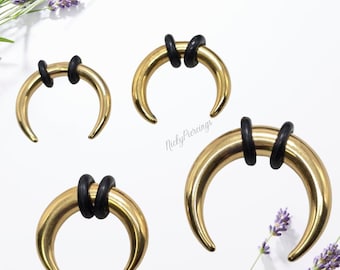 10g 8g 6g 4g Solid Polished 316L Surgical Steel Gold PVD plated Pincher Claw Stretching Expander Piercing Hoop Septum Gauged Ears Jewelry