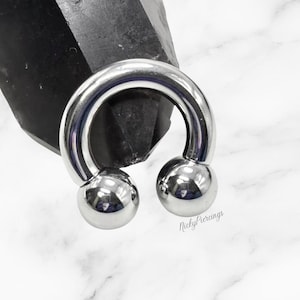 6g 12mm Solid 316L Surgical Steel XL Diameter Internal Thread Horseshoe Septum Gauges Genital Prince Albert Hoop Piercing Ring