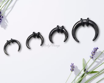 12g 10g 8g 6g 4g Solid Polished 316L Surgical Steel Black PVD Plated Pincher Claw Stretching Expander Hoop Septum Gauged Ears Taper