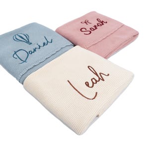 Personalized Soft Knit Cotton Baby Blanket - Perfecr Custom Embroidered Baby Shower Gift