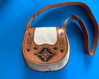 Western Style Hand Tooled Leather Purse