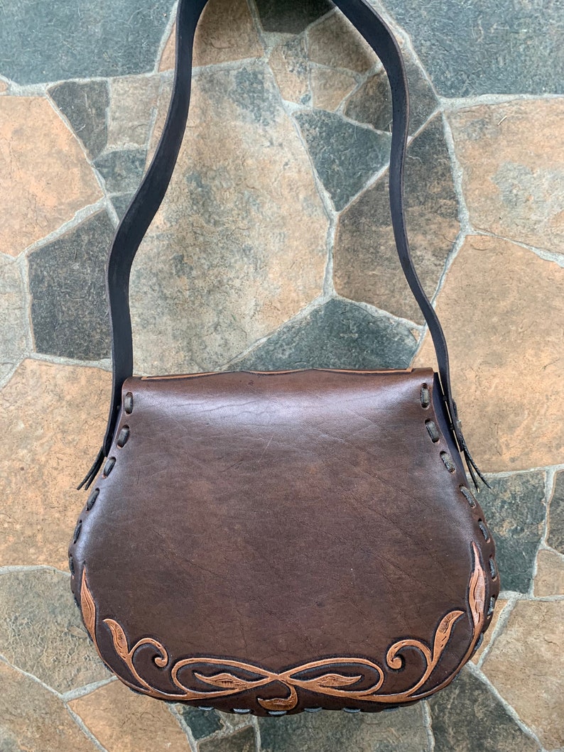 Unique Hand Tooled Leather Shoulder Bag in a Simple Celtic - Etsy