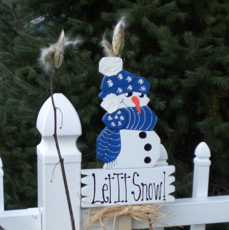 Yard Sign 166 Let It Snow Blue Snowman image 1