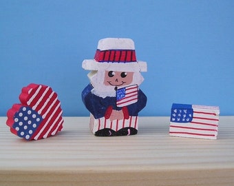 wood mini 32 - Uncle Sam with Flags