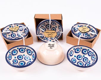 Ciotola regalo di nozze in ceramica fatta a mano: motivo a piastrelle in stile boho.