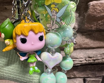 Tinker Bell Inspired Bag Charm | Fairycore Keychain | Green Beaded Charm Cluster | Disney Inspired Purse Charm | Cute Gift for Her