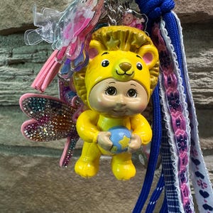 Cabbage Patch Kids Lion  Bag Charm | Babycore Keychain | Cute Kawaii Bag Charm | Y2K Nostalgia Purse Charm | Cutie Town Accessories