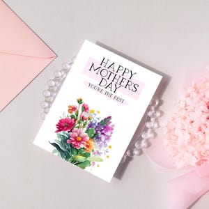 Tarjeta imprimible para el Día de la Madre, Tarjeta minimalista para el Día de la Madre, Tarjeta floral para el Día de la Madre, Impresión digital, Descarga instantánea, Día de la Madre