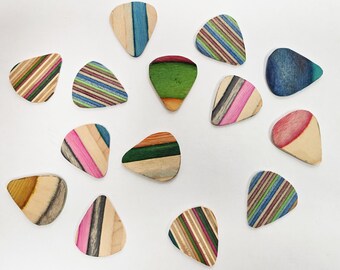Recycled skateboard Guitar Picks (set of 5)