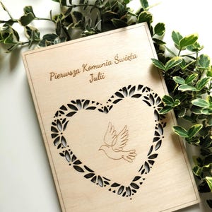 Personalizowana kartka z życzeniami z okazji Chrztu Świętego, Ślubu, Pierwszej Komunii, Ręcznie wykonana kartka z życzeniami