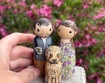 Custom family portrait pegdolls, personalized