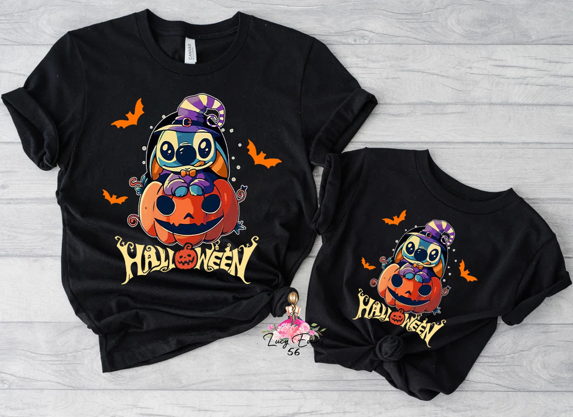 Discover Disney Stitch Halloween Pumpkin Matching T-Shirt
