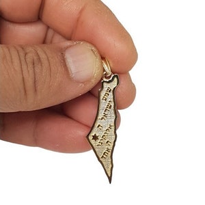 14k Gold Map of Israel Pendant,Jewish Necklace Pendant, Gold Israel Pendant, Gold Jewish Pendant, Israel Jewelry,Map of Israel Pendant