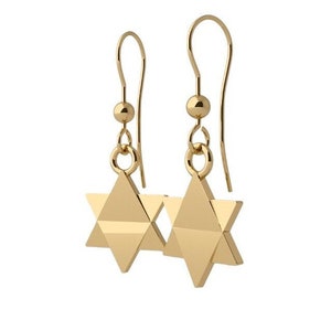 14k Gold  Star Of David  Dangle Earrings ,Star of David Gift for Her