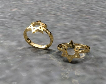 14k Gold Women Star of David Ring Women Gift ,Jewish Jewelry