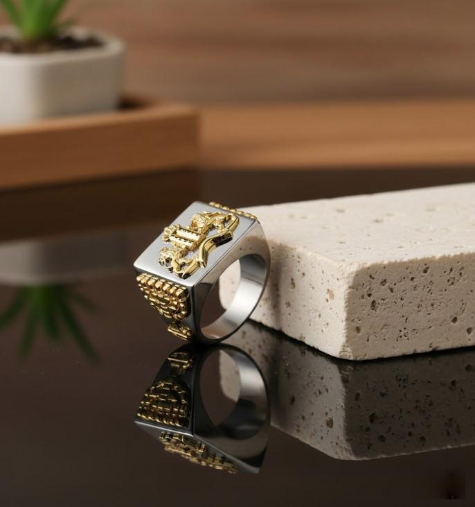 925 Silver 9k Gold Men's Ring: Lion of Judah, Ten Commandments - Etsy